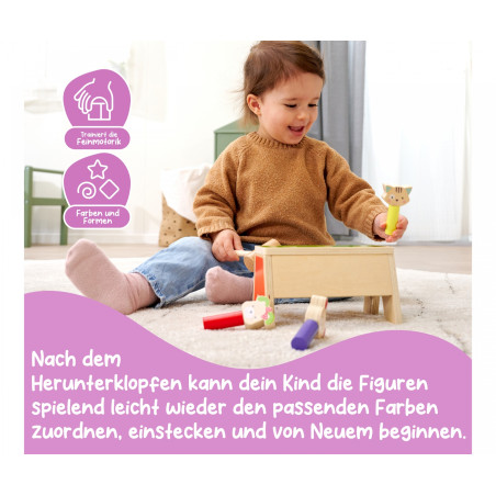 Eichhorn Klopfspiel Pop Up Holz – Spielzeug ab 1 Jahr | Feinmotorik