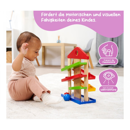 Eichhorn Kugelbahn-Haus | Holz | 5 Bahnen | Ab 1 Jahr mit Glocke