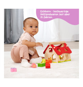 Eichhorn Steckhaus Holz – Motorikspiel & Farben lernen ab 12 Monate