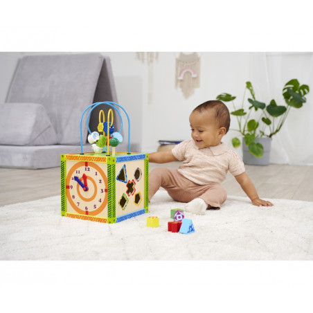 Eichhorn Color Kleines Spiele-Center Holz – Motorikwürfel für Kinder ab 1 Jahr