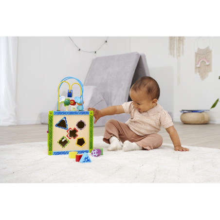 Eichhorn Color Kleines Spiele-Center Holz – Motorikwürfel für Kinder ab 1 Jahr