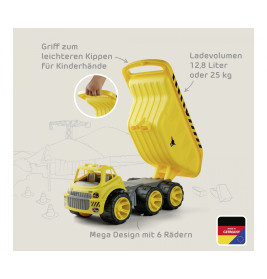 BIG Power Worker Mega Kipper – 13L Kippmulde, 65cm, 6-Rad | Für Sand & Baustelle