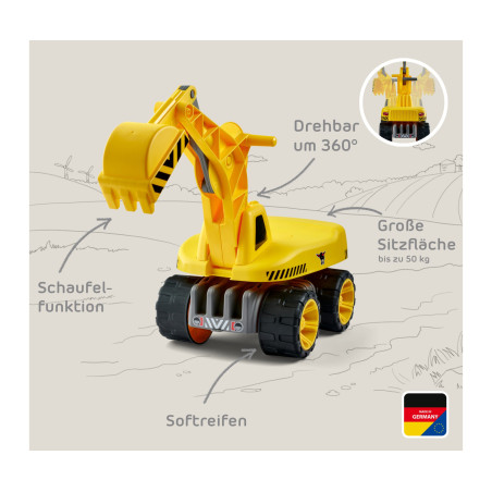 BIG Power-Worker Maxi-Digger Kinderbagger – Robuster Sitzbagger ab 3 Jahre