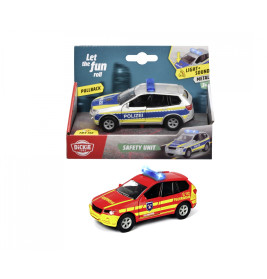 Dickie Toys Safety Unit – Polizei & Feuerwehr Fahrzeuge Set | 1:36 mit Licht & Sound | Ab 3 J.