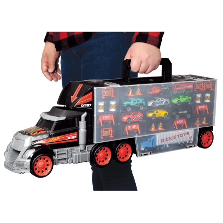 Dickie Toys Truck Carry Case Autokoffer mit 7 Die-Cast Fahrzeugen & Helikopter (62 cm) – Spielzeug für Kinder ab 3 Jahre