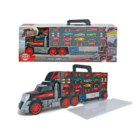Dickie Toys Truck Carry Case Autokoffer mit 7 Die-Cast Fahrzeugen & Helikopter (62 cm) – Spielzeug für Kinder ab 3 Jahre