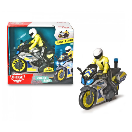 Dickie Toys Police Bike – Spielzeug Polizei Motorrad mit Licht & Sound (17cm)