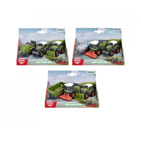 Dickie Toys Fendt Micro Team (203732001) – Bauernhof Fahrzeuge sortiert | Original Lizenz, 9cm ab 3J