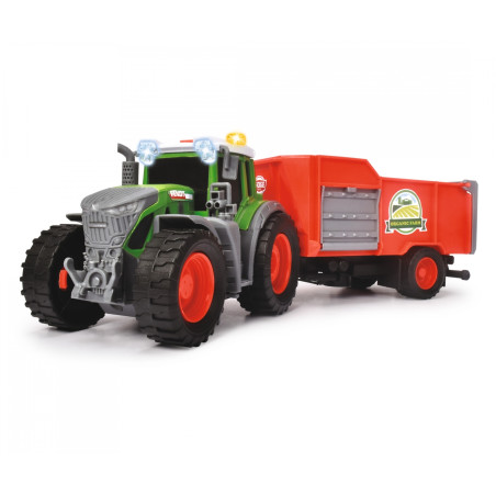 Dickie Toys Fendt Traktor mit Kippanhänger – Licht, Sound & Heuballen