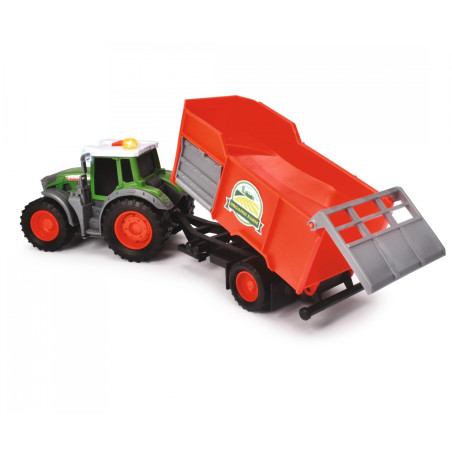 Dickie Toys Fendt Traktor mit Kippanhänger – Licht, Sound & Heuballen