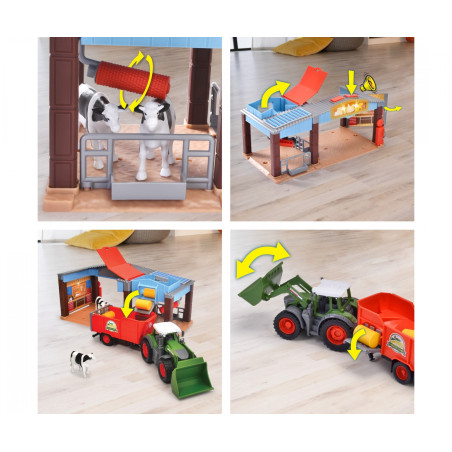 Dickie Toys Farm Station Spielset mit Traktor, Licht & Sound | Kinderspielzeug Bauernhof ab 3 Jahren