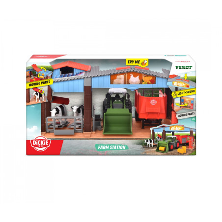 Dickie Toys Farm Station Spielset mit Traktor, Licht & Sound | Kinderspielzeug Bauernhof ab 3 Jahren