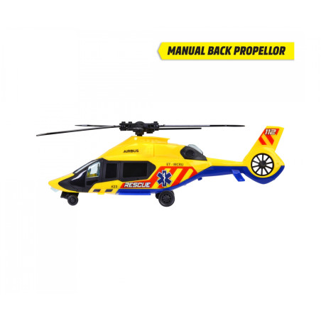 Dickie Toys Airbus H160 Rescue Helicopter – Spielzeug Rettungshelikopter mit Aufziehpropeller
