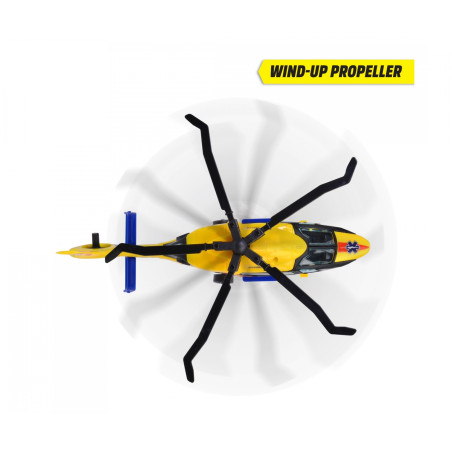 Dickie Toys Airbus H160 Rescue Helicopter – Spielzeug Rettungshelikopter mit Aufziehpropeller