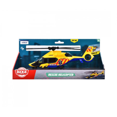 Dickie Toys Airbus H160 Rescue Helicopter – Spielzeug Rettungshelikopter mit Aufziehpropeller