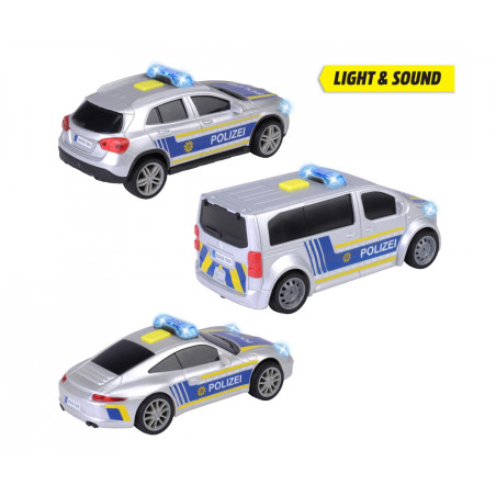 Dickie Toys Police Unit | Polizeiauto Spielzeug mit Licht & Sound | Friktionsmotor – Sortiert