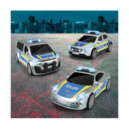 Dickie Toys Police Unit | Polizeiauto Spielzeug mit Licht & Sound | Friktionsmotor – Sortiert
