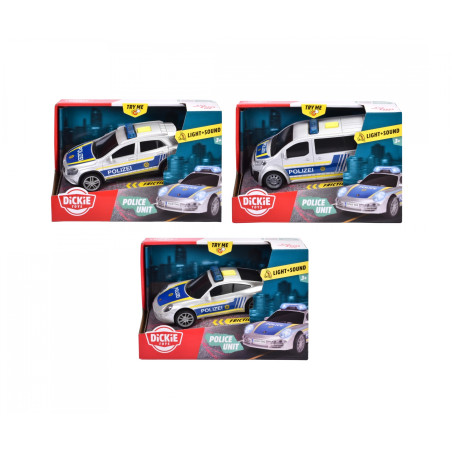 Dickie Toys Police Unit | Polizeiauto Spielzeug mit Licht & Sound | Friktionsmotor – Sortiert