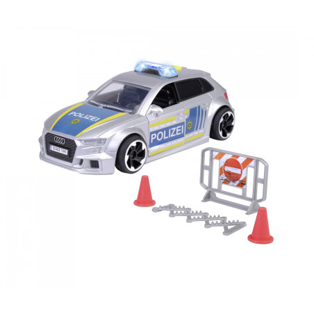 Dickie Toys Audi RS3 Polizeiauto mit Blaulicht & Sound – 1:32 Spielzeugauto ab 3 Jahre