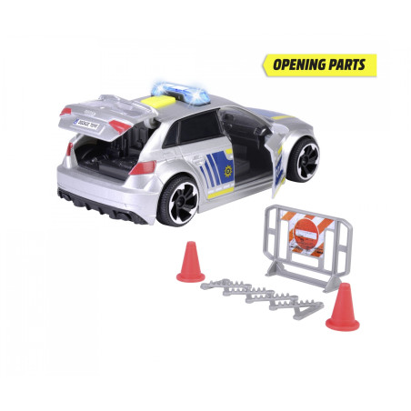 Dickie Toys Audi RS3 Polizeiauto mit Blaulicht & Sound – 1:32 Spielzeugauto ab 3 Jahre