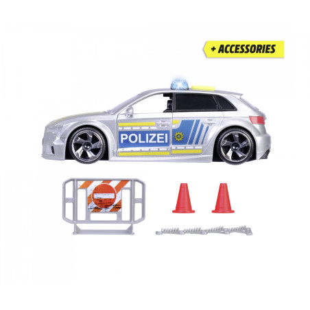 Dickie Toys Audi RS3 Polizeiauto mit Blaulicht & Sound – 1:32 Spielzeugauto ab 3 Jahre