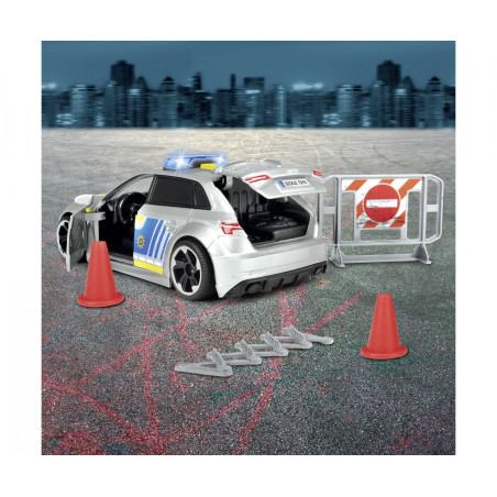 Dickie Toys Audi RS3 Polizeiauto mit Blaulicht & Sound – 1:32 Spielzeugauto ab 3 Jahre