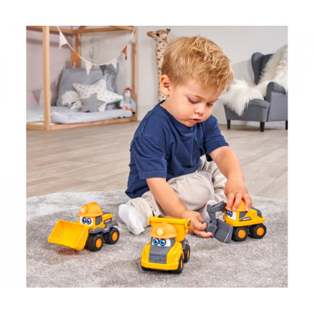 Dickie ABC Builder Team – Baufahrzeuge mit Freilauf & beweglichen Augen | Für Kleinkinder ab 1 Jahr