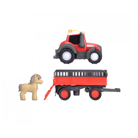 ABC Massey Ferguson Traktor mit Anhänger & Pferd – Licht & Sound für Kinder ab 1 Jahr
