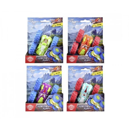 Dickie Toys Monster Flippy Auto – Flipt & dreht 180° bei Hindernissen – 4-fach sortiert (ab 3 J.)