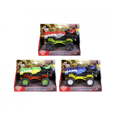 Simba Dickie Toys Metal Monster Gator – 3 sort. Krokodil-Monstertrucks mit Rückziehmotor | Ab 3 Jahre