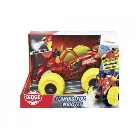 Dickie Toys Flaming Fire Monster Truck | Mit Wasserdampf, Licht & Sound | 25cm | Ab 3 Jahre