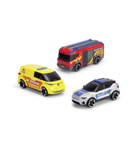 Dickie Toys SOS Team Set – 3 Einsatzfahrzeuge: Krankenwagen, Feuerwehr, Polizei | Ab 3 Jahre