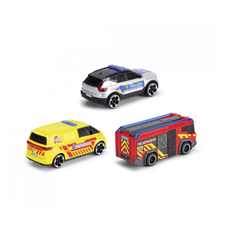 Dickie Toys SOS Team Set – 3 Einsatzfahrzeuge: Krankenwagen, Feuerwehr, Polizei | Ab 3 Jahre