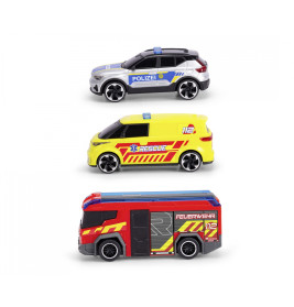 Dickie Toys SOS Team Set – 3 Einsatzfahrzeuge: Krankenwagen, Feuerwehr, Polizei | Ab 3 Jahre