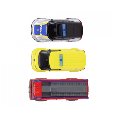 Dickie Toys SOS Team Set – 3 Einsatzfahrzeuge: Krankenwagen, Feuerwehr, Polizei | Ab 3 Jahre