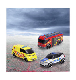 Dickie Toys SOS Team Set – 3 Einsatzfahrzeuge: Krankenwagen, Feuerwehr, Polizei | Ab 3 Jahre