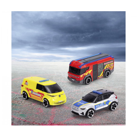 Dickie Toys SOS Team Set – 3 Einsatzfahrzeuge: Krankenwagen, Feuerwehr, Polizei | Ab 3 Jahre