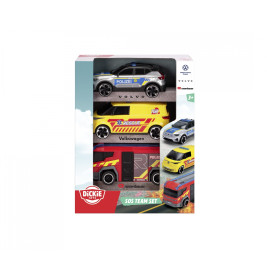 Dickie Toys SOS Team Set – 3 Einsatzfahrzeuge: Krankenwagen, Feuerwehr, Polizei | Ab 3 Jahre