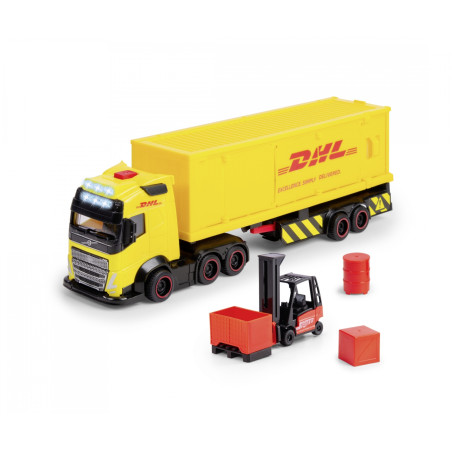 Dickie Toys Volvo FH16 DHL Truck | Licht & Sound | Gabelstapler | 35 cm
