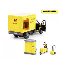 Dickie Toys DHL Delivery Set – Paketfahrzeug, Packstation & Zubehör – Ab 3 Jahren