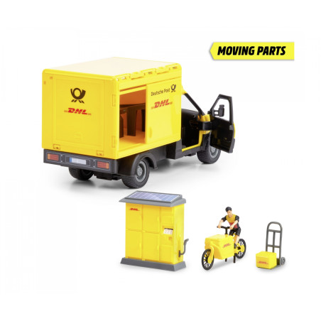 Dickie Toys DHL Delivery Set – Paketfahrzeug, Packstation & Zubehör – Ab 3 Jahren