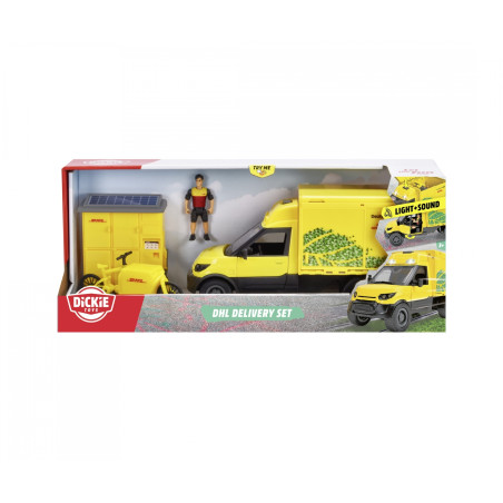 Dickie Toys DHL Delivery Set – Paketfahrzeug, Packstation & Zubehör – Ab 3 Jahren