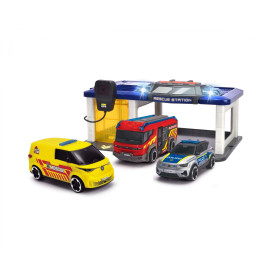Dickie Toys S.O.S. Station Spielset – Feuerwehr, Polizei, Arzt mit Licht & Sound