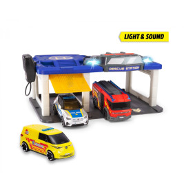 Dickie Toys S.O.S. Station Spielset – Feuerwehr, Polizei, Arzt mit Licht & Sound