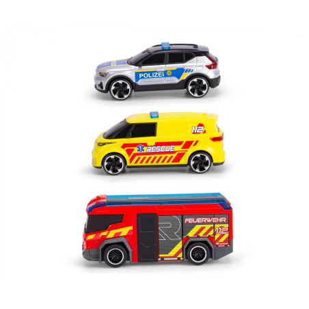 Dickie Toys S.O.S. Station Spielset – Feuerwehr, Polizei, Arzt mit Licht & Sound
