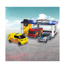 Dickie Toys S.O.S. Station Spielset – Feuerwehr, Polizei, Arzt mit Licht & Sound