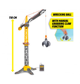 Dickie Toys Mighty Crane RC Spielzeugkran 110cm - 360° drehbar, Greifarm