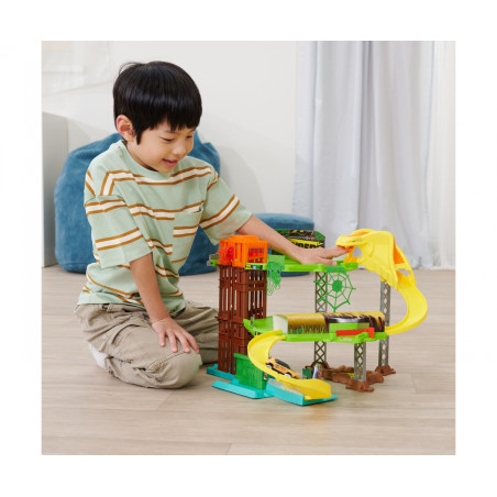 Dickie Toys Jungle Garage: Dschungel Abenteuer Spielset mit 5 Safari Fahrzeugen, Sound & Licht