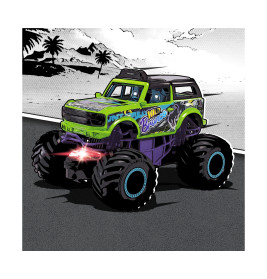 Dickie Toys Wild Bronco Monstertruck – Grün/Lila, Freilauf, ab 3 Jahren