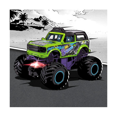 Dickie Toys Wild Bronco Monstertruck – Grün/Lila, Freilauf, ab 3 Jahren